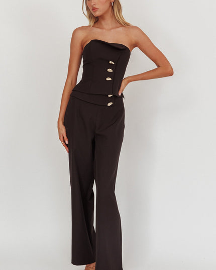 Black Decoration Strapless Top