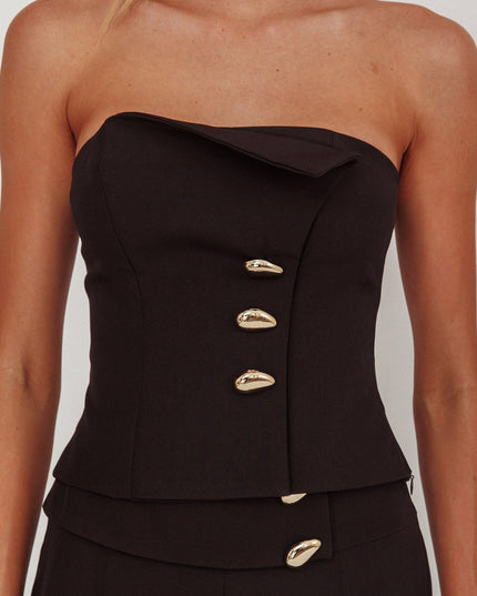 Black Decoration Strapless Top