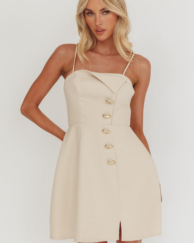 Stone Button Feature Mini Dress