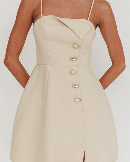 Stone Button Feature Mini Dress
