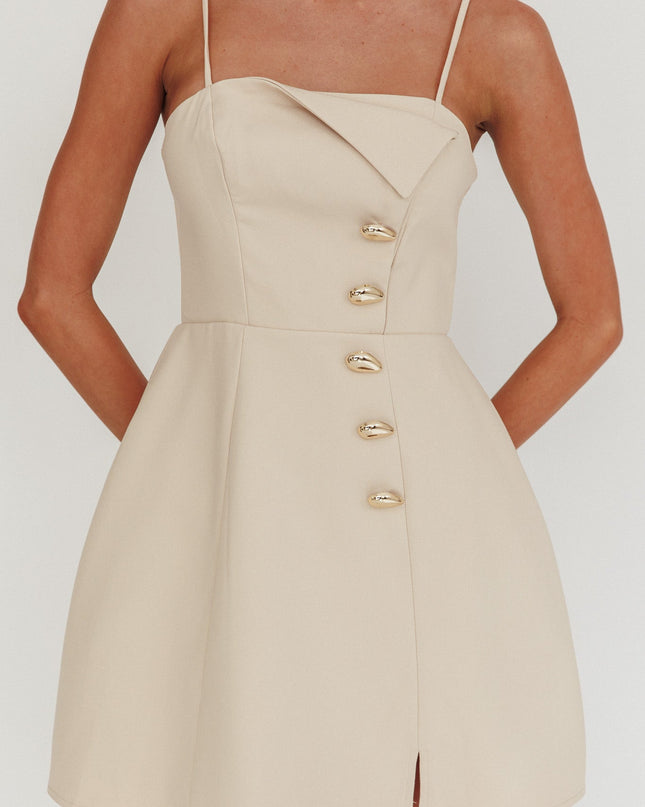 Stone Button Feature Mini Dress