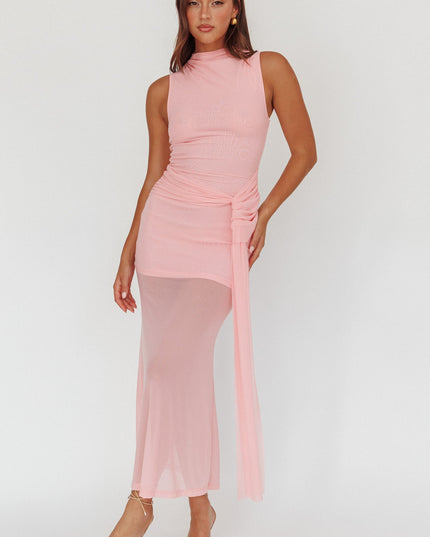 Pink Waist Sash Maxi Dress