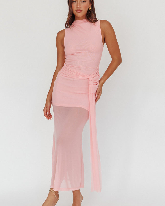 Pink Waist Sash Maxi Dress