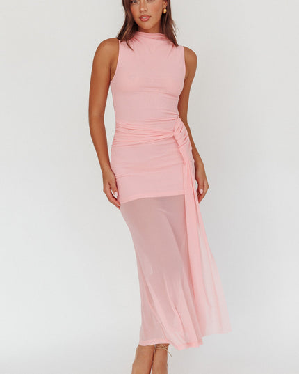 Pink Waist Sash Maxi Dress