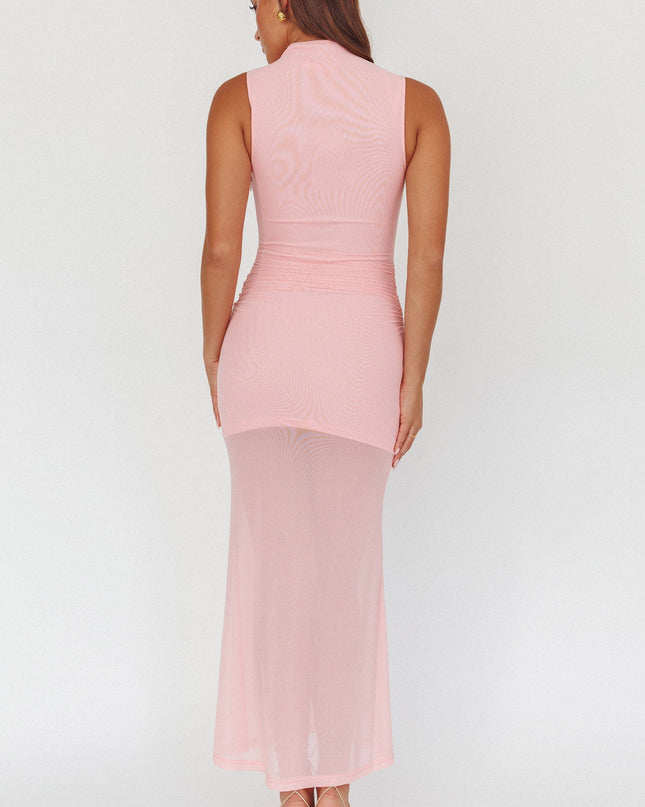Pink Waist Sash Maxi Dress
