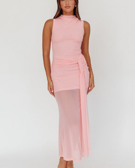 Pink Waist Sash Maxi Dress