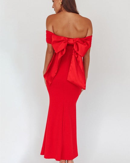 Red Bow Back Maxi Dress