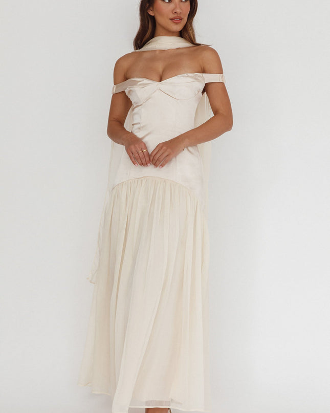 Champagne Drop Waist Maxi Dress