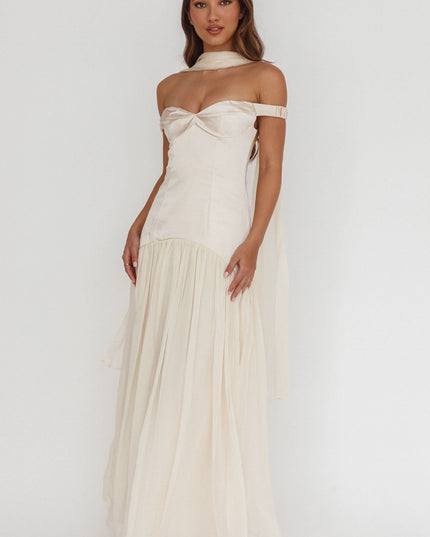 Champagne Drop Waist Maxi Dress