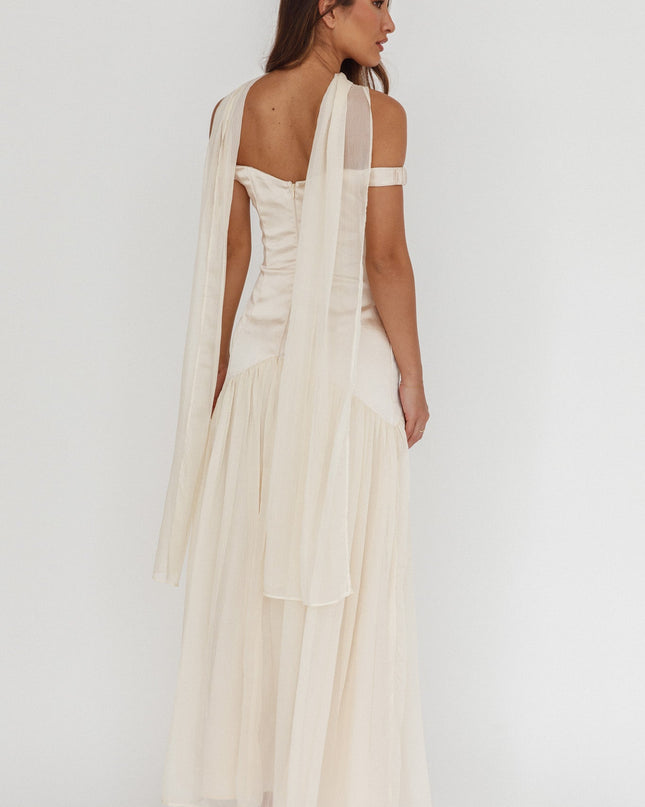 Champagne Drop Waist Maxi Dress