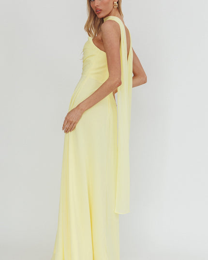 Yellow Strapless Scarf Maxi Dress