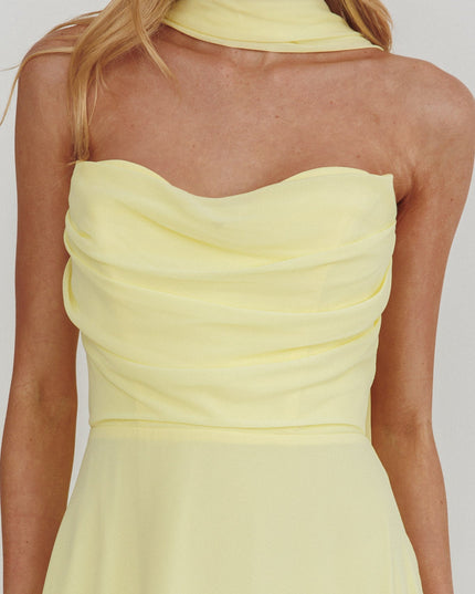Yellow Strapless Scarf Maxi Dress
