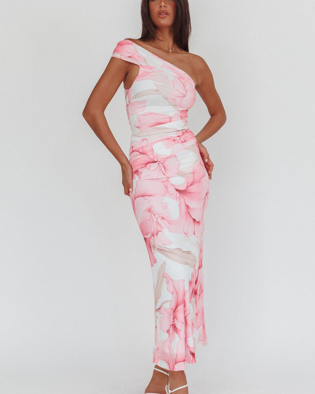 Pink One-Shoulder Maxi Dress Orchid