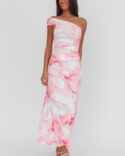 Pink One-Shoulder Maxi Dress Orchid