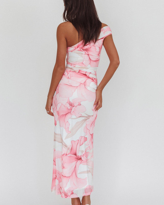 Pink One-Shoulder Maxi Dress Orchid
