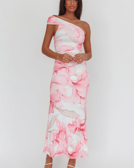 Pink One-Shoulder Maxi Dress Orchid