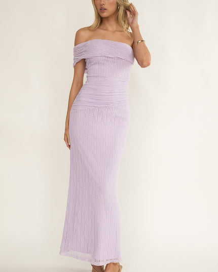 Lilac One-Shoulder Textured Maxi Dress