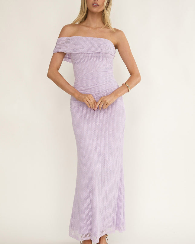 Lilac One-Shoulder Textured Maxi Dress