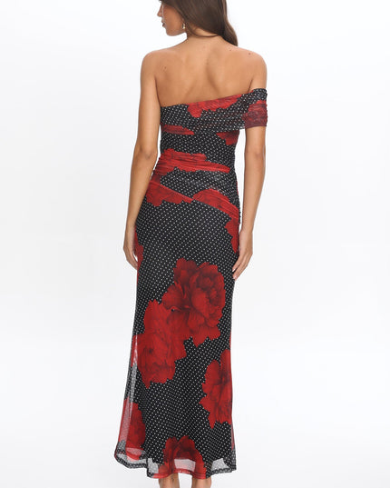 Black One-Shoulder Maxi Dress Rose