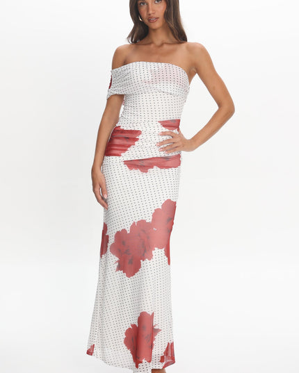 White One-Shoulder Maxi Dress Rose
