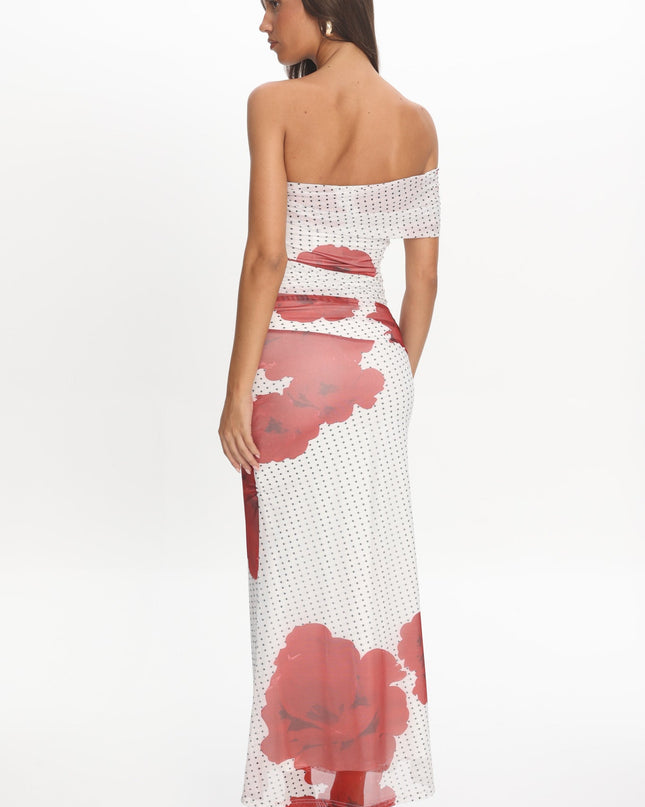 White One-Shoulder Maxi Dress Rose