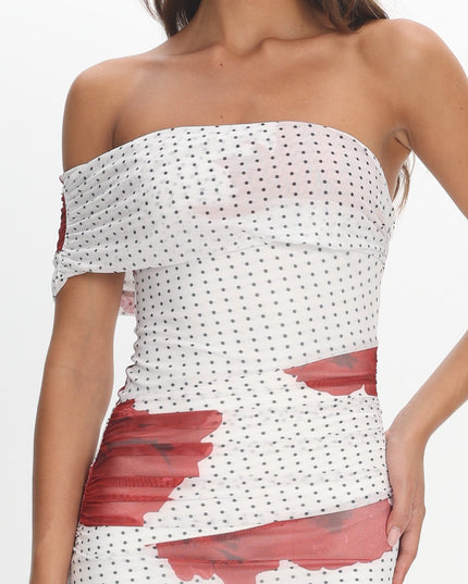 White One-Shoulder Maxi Dress Rose