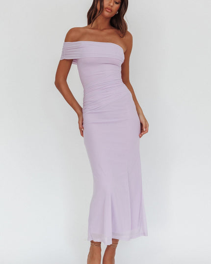 Lilac One-Shoulder Maxi Dress