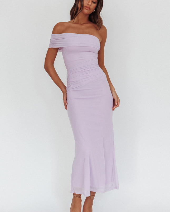 Lilac One-Shoulder Maxi Dress