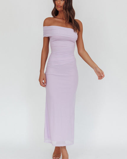 Lilac One-Shoulder Maxi Dress