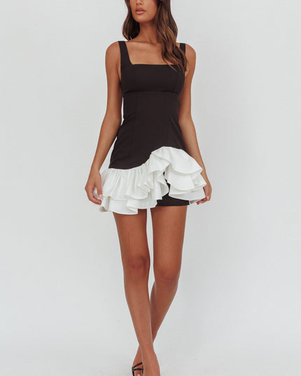 Black Layered Frill Mini Dress