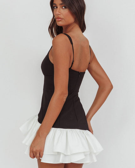 Black Layered Frill Mini Dress