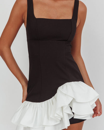 Black Layered Frill Mini Dress