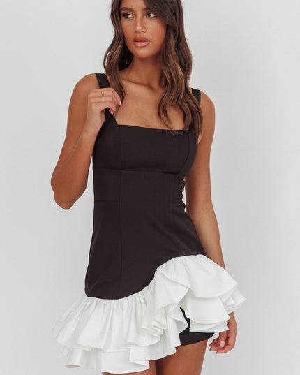 Black Layered Frill Mini Dress