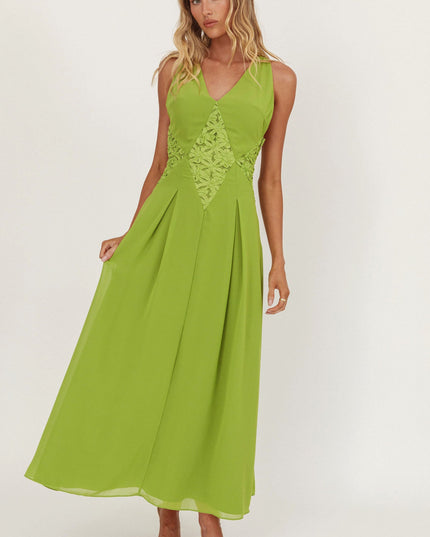Green Sun Applique Insert Maxi Dress