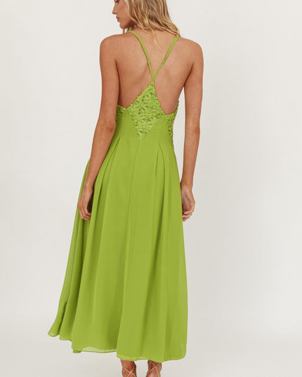 Green Sun Applique Insert Maxi Dress