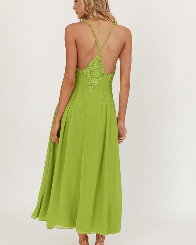 Green Sun Applique Insert Maxi Dress