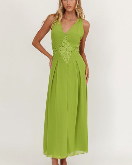 Green Sun Applique Insert Maxi Dress