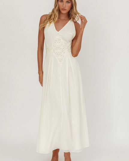 Cream Sun Applique Insert Maxi Dress