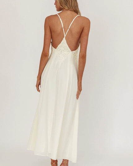 Cream Sun Applique Insert Maxi Dress