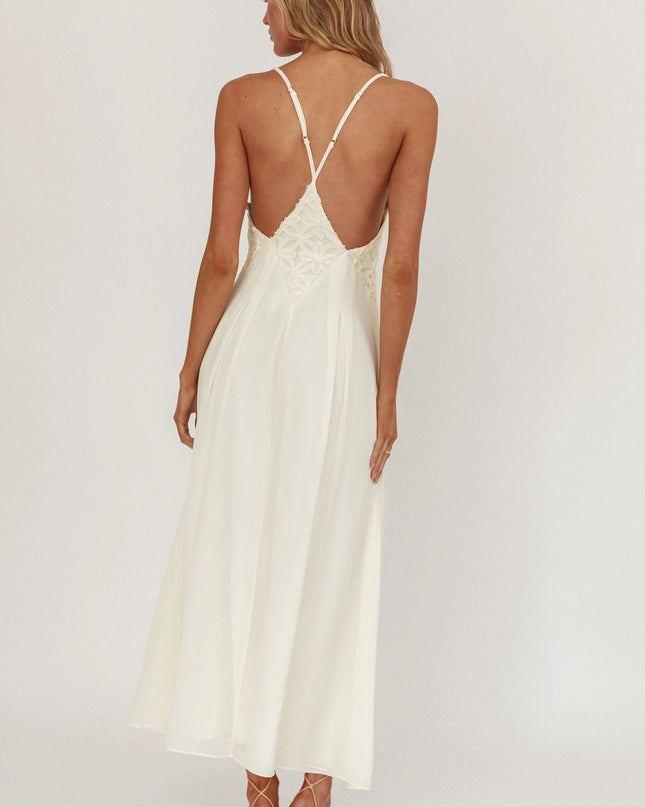 Cream Sun Applique Insert Maxi Dress