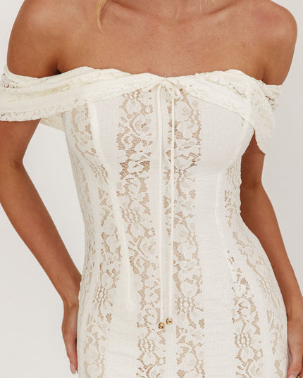 Cream Off-Shoulder Maxi Dress Lace