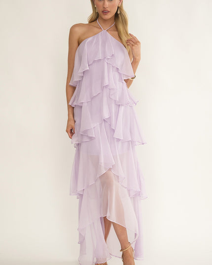 Lilac Tiered Ruffle Maxi Dress