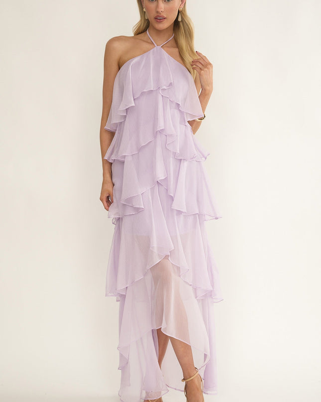 Lilac Tiered Ruffle Maxi Dress