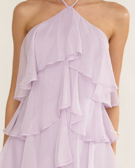 Lilac Tiered Ruffle Maxi Dress