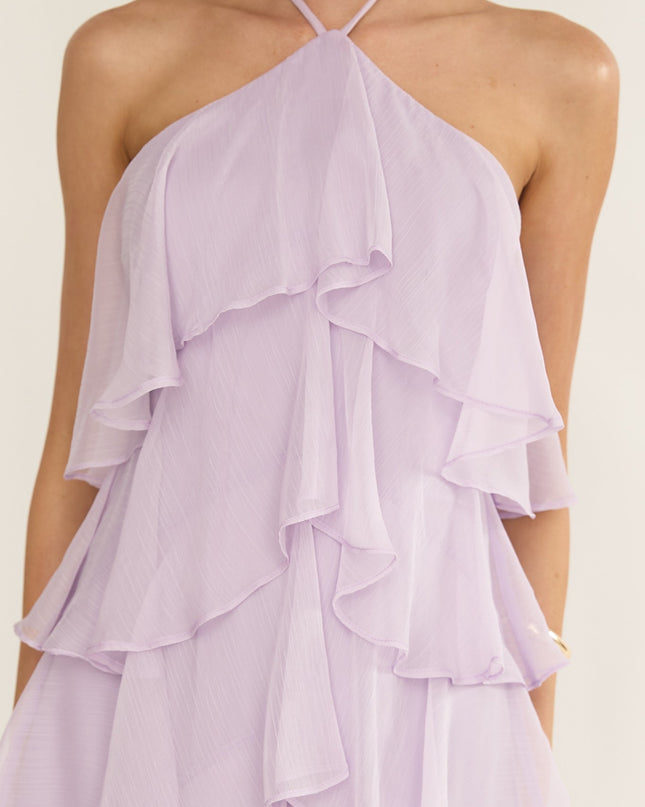 Lilac Tiered Ruffle Maxi Dress
