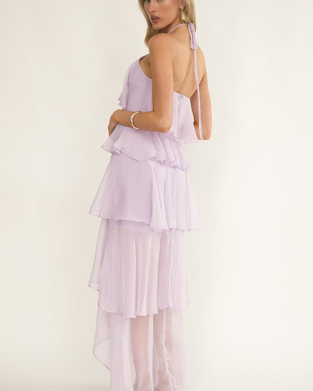 Lilac Tiered Ruffle Maxi Dress