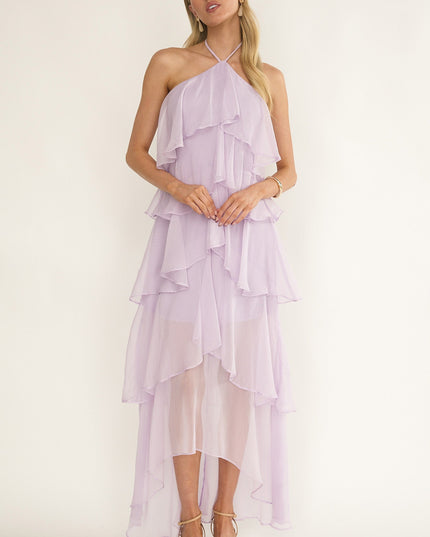 Lilac Tiered Ruffle Maxi Dress