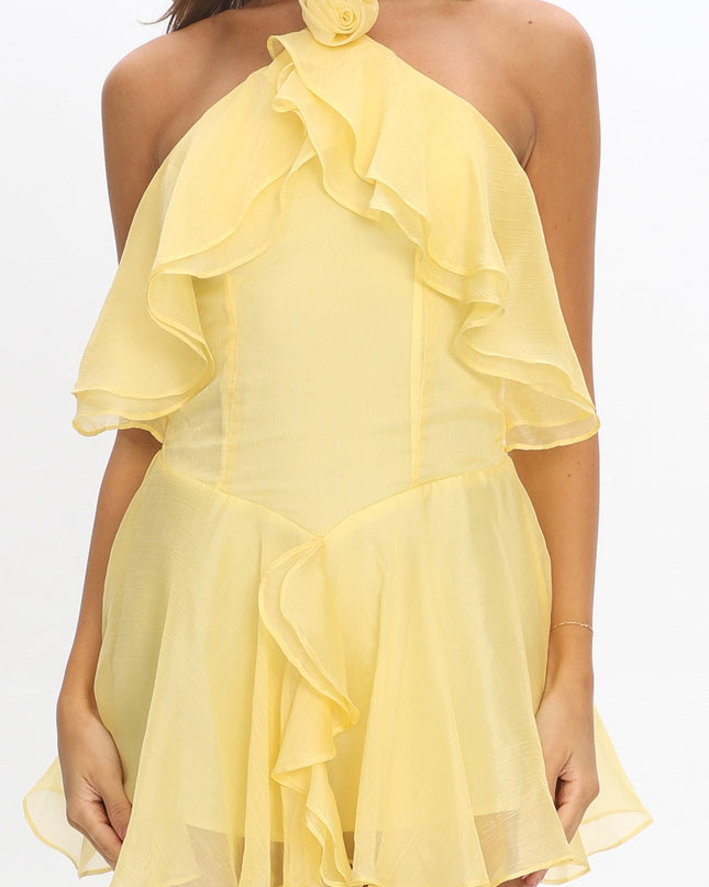 Yellow Tiered Ruffle Romper