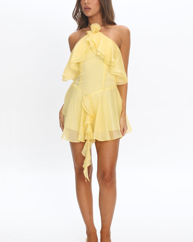 Yellow Tiered Ruffle Romper