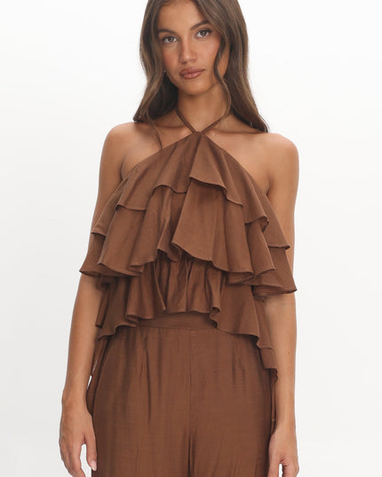 Chocolate Tiered Ruffle Top